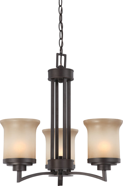 Nuvo Lighting 60/4124 HARMONY 3 LIGHT CHANDELIER DARK CHOCOLATE BRZ/SAFFRON GLS
