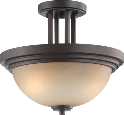 Nuvo Lighting 60/4127 HARMONY 2 LIGHT SEMI FLUSH DARK CHOCOLATE BRZ/SAFFRON GLS