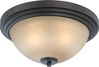 Nuvo Lighting 60/4131 HARMONY 2 LIGHT FLUSH DOME DARK CHOCOLATE BRZ/SAFFRON GLS