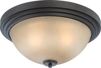 Nuvo Lighting 60/4132 HARMONY 3 LIGHT FLUSH DOME DARK CHOCOLATE BRZ/SAFFRON GLS