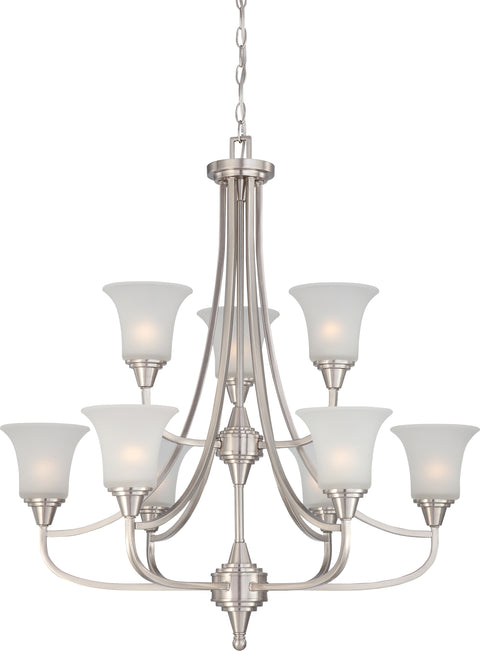 Nuvo Lighting 60/4149 Surrey 9 Light Two Tier Chandelier with Frosted Glass