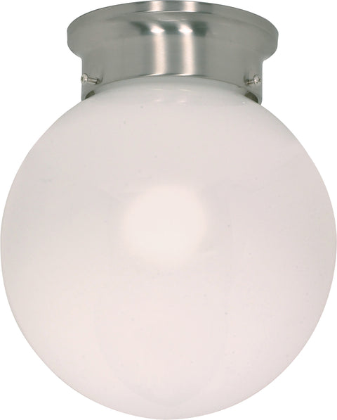 Nuvo Lighting 60/432 ES 1 light 13W 6 Inch BALL FLUSH  BR NICKEL/WHITE GLASS