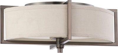 Nuvo Lighting 60/4458 Portia 2 Light Oval Flush with Khaki Fabric Shade (2) 13W GU24 Lamps Included