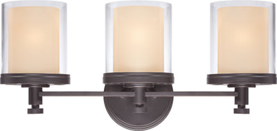 Nuvo Lighting 60/4543 DECKER 3 LIGHT VANITY  SUDBURY BRZ/CLEAR & CREAM GLS
