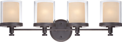 Nuvo Lighting 60/4544 DECKER 4 LIGHT VANITY  SUDBURY BRZ/CLEAR & CREAM GLS