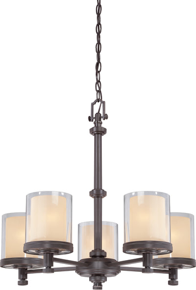 Nuvo Lighting 60/4545 DECKER 5 LIGHT CHANDELIER  SUDBURY BRZ/CLEAR & CREAM GLS