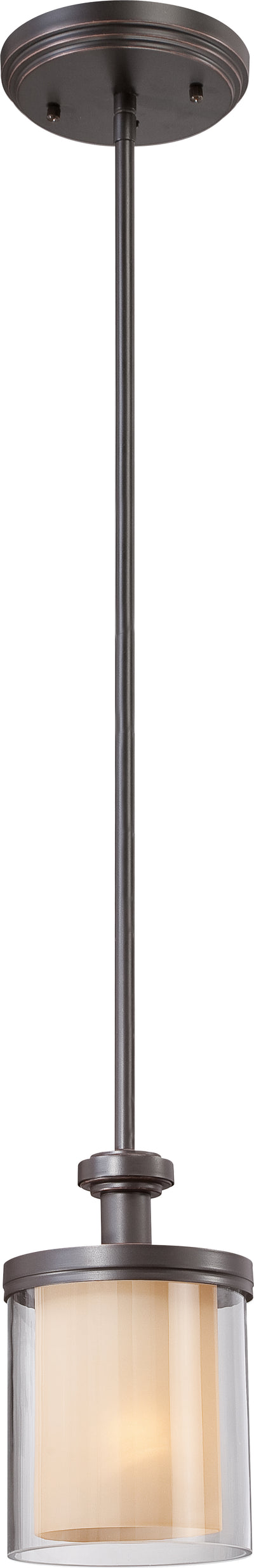 Nuvo Lighting 60/4548 DECKER 1 LIGHT MINI PENDANT  SUDBURY BRZ/CLEAR & CREAM GLS