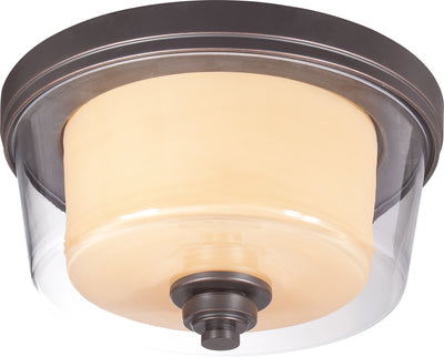 Nuvo Lighting 60/4551 DECKER 2 LIGHT MEDIUM FLUSH  SUDBURY BRZ/CLEAR & CREAM GLS