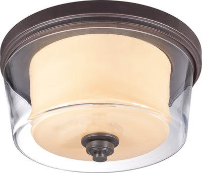 Nuvo Lighting 60/4552 DECKER 3 LIGHT LARGE FLUSH SUDBURY BRZ/CLEAR & CREAM GLS