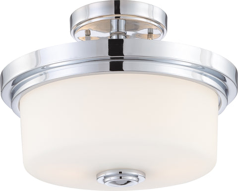 Nuvo Lighting 60/4593 Soho 2 Light Semi Flush Fixture with Satin White Glass