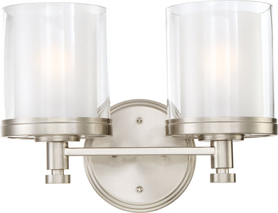 Nuvo Lighting 60/4642 Decker 2 Light Vanity Fixture with Clear and Frosted Glass
