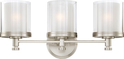 Nuvo Lighting 60/4643 Decker 3 Light Vanity Fixture with Clear and Frosted Glass