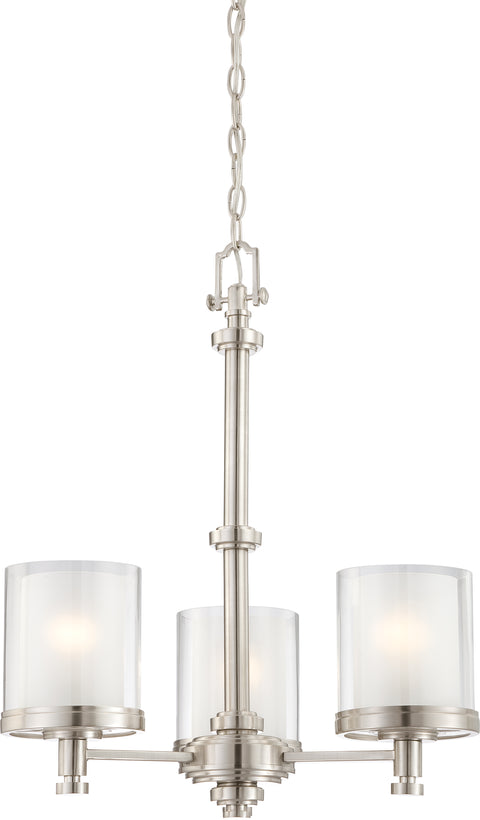 Nuvo Lighting 60/4647 Decker 3 Light Chandelier with Clear and Frosted Glass