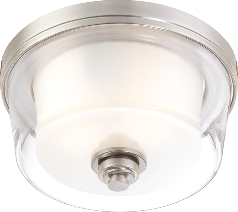 Nuvo Lighting 60/4651 Decker 2 Light Medium Flush Fixture with Clear and Frosted Glass