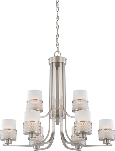 Nuvo Lighting 60/4689 Fusion 9 Light Chandelier with Frosted Glass