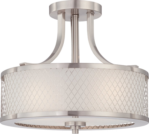 Nuvo Lighting 60/4692 Fusion 3 Light Semi Flush Fixture with Frosted Glass