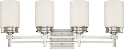 Nuvo Lighting 60/4704 WRIGHT 4 LIGHT VANITY  BR. NICKEL/ SATIN WHITE GLASS