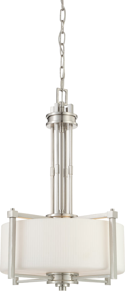 Nuvo Lighting 60/4706 WRIGHT 3 LIGHT PENDANT BR. NICKEL/ SATIN WHITE GLASS