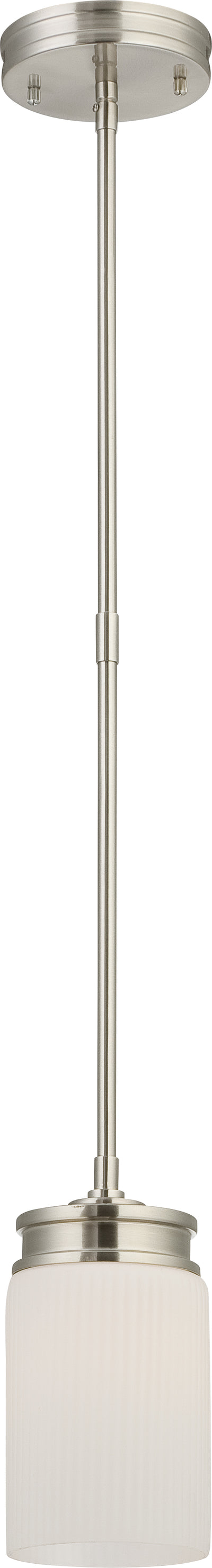 Nuvo Lighting 60/4708 WRIGHT 1 LIGHT MINI PENDANT  BR. NICKEL/ SATIN WHITE GLASS