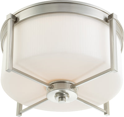 Nuvo Lighting 60/4712 WRIGHT 3 LIGHT LARGE FLUSH BR. NICKEL/ SATIN WHITE GLASS