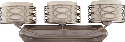 Nuvo Lighting 60/4723 Harlow 3 Light Vanity Fixture with Khaki Fabric Shades