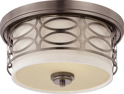Nuvo Lighting 60/4727 Harlow 2 Light Flush Dome Fixture with Khaki Fabric Shade