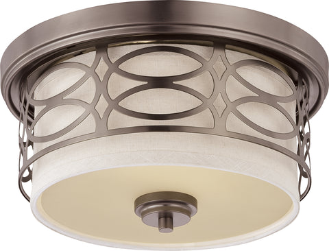 Nuvo Lighting 60/4727 Harlow 2 Light Flush Dome Fixture with Khaki Fabric Shade