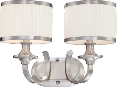 Nuvo Lighting 60/4732 Candice 2 Light Vanity Fixture with Pleated White Shades