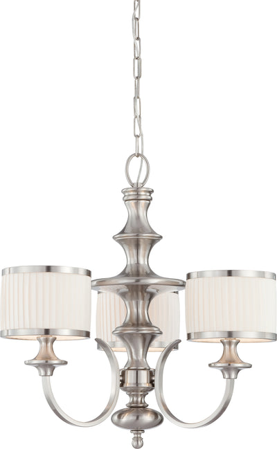 Nuvo Lighting 60/4734 Candice 3 Light Chandelier with Pleated White Shades