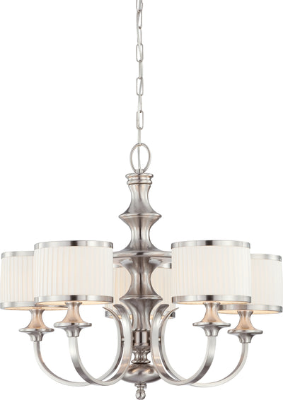 Nuvo Lighting 60/4735 Candice 5 Light Chandelier with Pleated White Shades