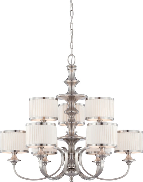 Nuvo Lighting 60/4739 Candice 9 Light Chandelier with Pleated White Shades