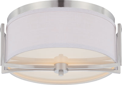 Nuvo Lighting 60/4761 Gemini 2 Light Flush Dome Fixture with Slate Gray Fabric Shade