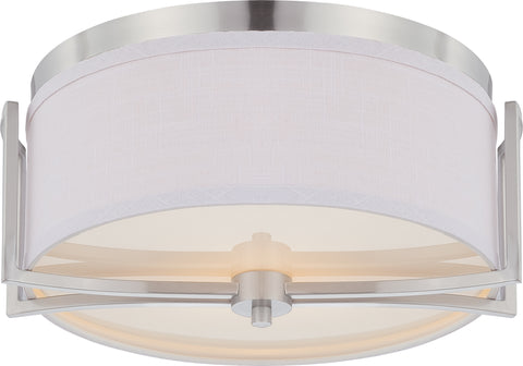 Nuvo Lighting 60/4761 Gemini 2 Light Flush Dome Fixture with Slate Gray Fabric Shade