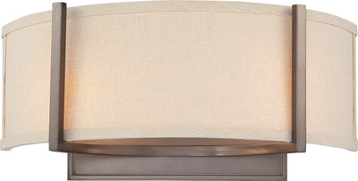 Nuvo Lighting 60/4854 Gemini 2 Light Wall Mount Sconce Sconce with Khaki Fabric Shade
