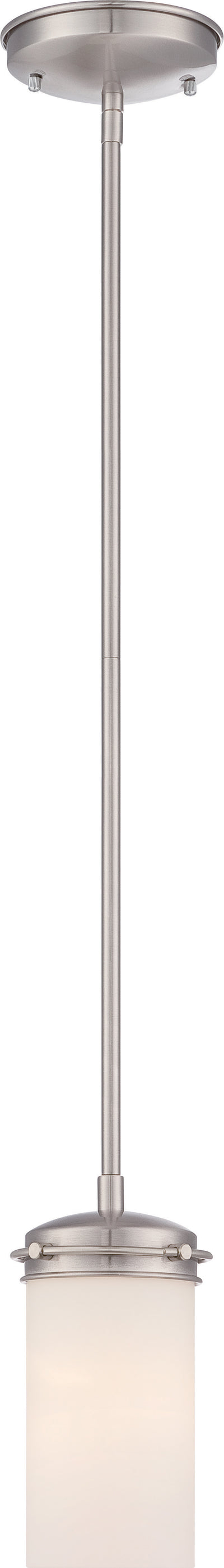 Nuvo Lighting 60/485 POLARIS ES 1 LGT MINI PENDANT  BR NICKEL/WHITE OPAL GLASS