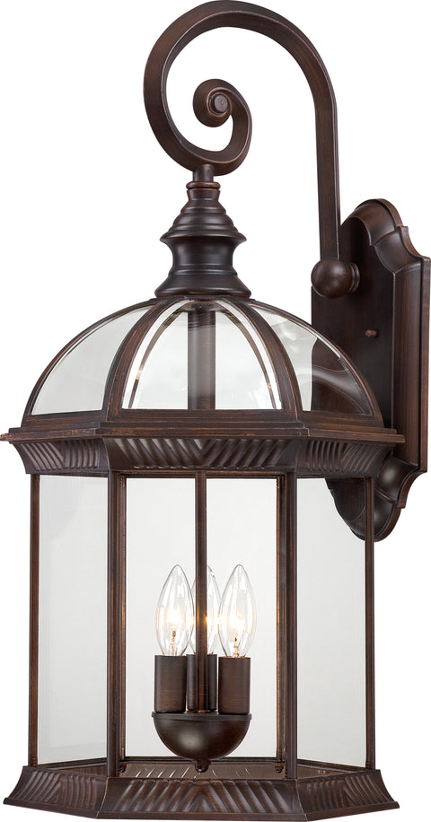 Nuvo Lighting 60/4968 Boxwood 3 Light 26 Inch Outdoor Wall Mount Sconce with Clear Beveled Glass
