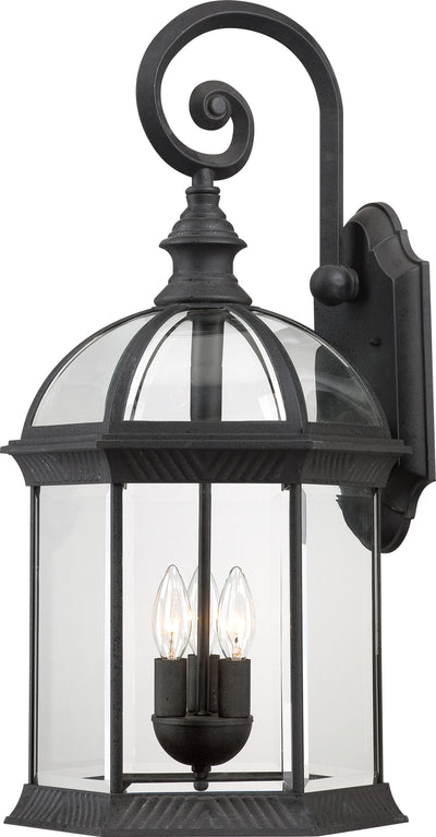 Nuvo Lighting 60/4969 Boxwood 3 Light 26 Inch Outdoor Wall Mount Sconce with Clear Beveled Glass