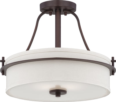 Nuvo Lighting 60/5007 LOREN 2 LIGHT SEMI FLUSH VENETIAN BRONZE/FROSTED GLASS