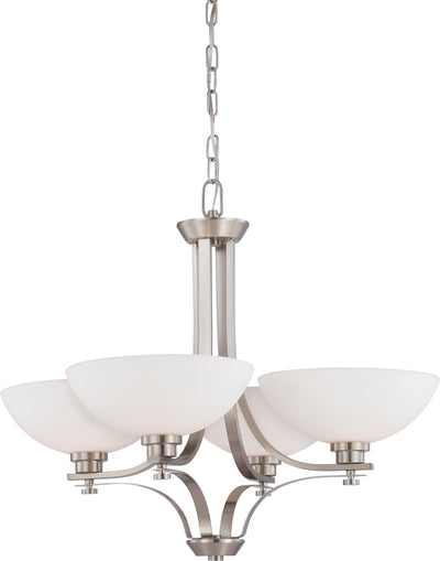Nuvo Lighting 60/5014 BENTLEY 4 LIGHT CHANDELIER BRUSHED NICKEL/FROSTED GLASS