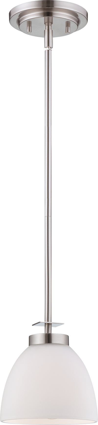 Nuvo Lighting 60/5015 BENTLEY 1 LIGHT MINI PENDANT BRUSHED NICKEL/FROSTED GLASS