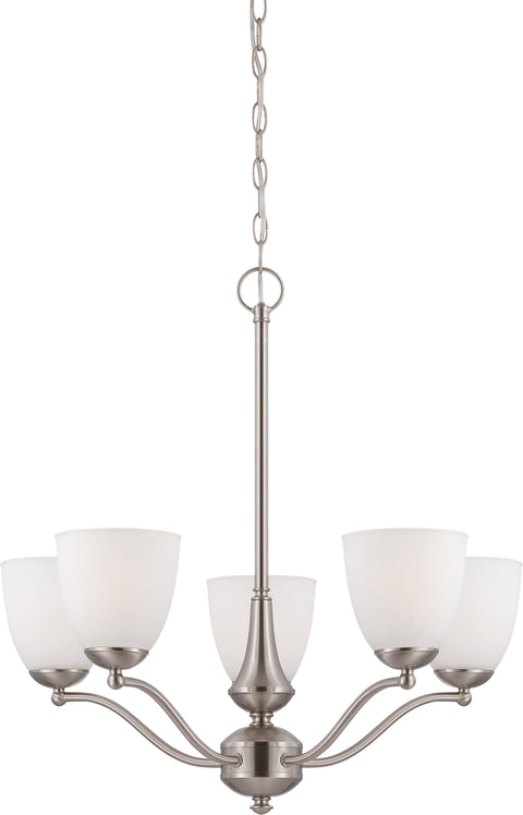 Nuvo Lighting 60/5035 Patton 5 Light Chandelier (Arms Up) with Frosted Glass
