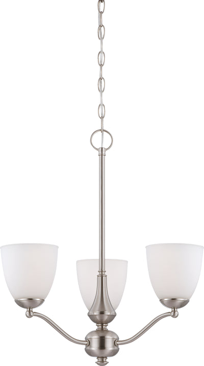 Nuvo Lighting 60/5036 Patton 3 Light Chandelier (Arms Up) with Frosted Glass