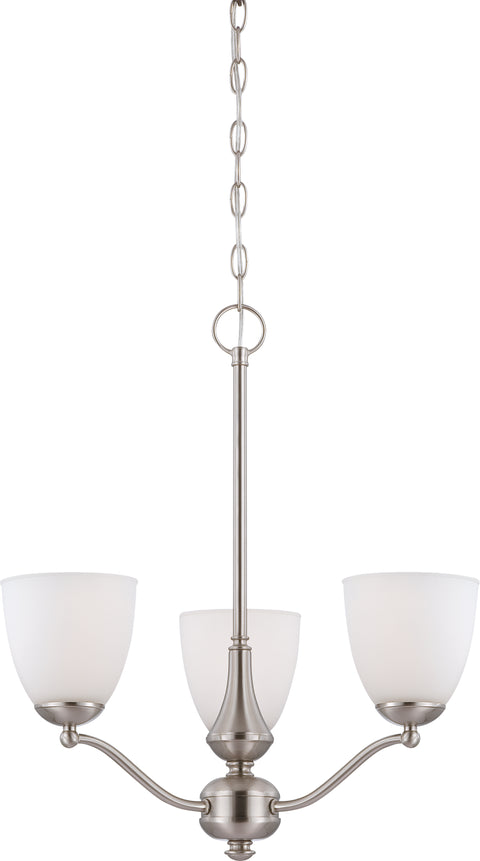 Nuvo Lighting 60/5036 Patton 3 Light Chandelier (Arms Up) with Frosted Glass