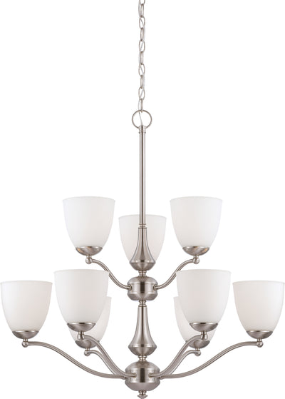 Nuvo Lighting 60/5039 Patton 9 Light 2 Tier Chandelier with Frosted Glass