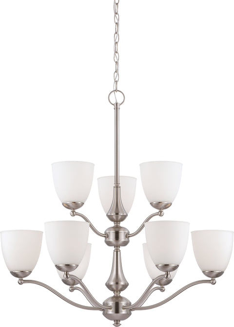 Nuvo Lighting 60/5039 Patton 9 Light 2 Tier Chandelier with Frosted Glass