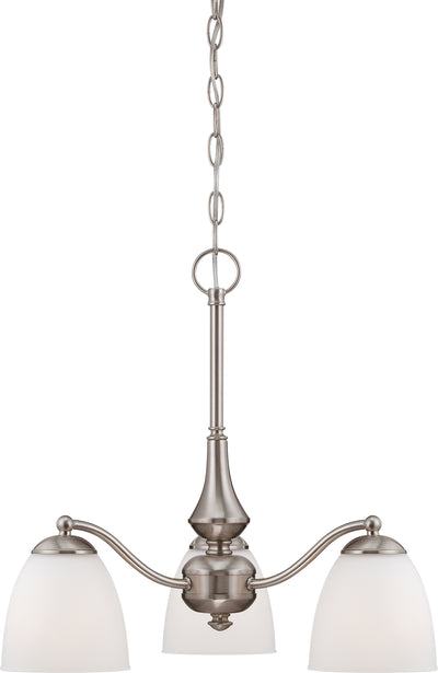 Nuvo Lighting 60/5042 Patton 3 Light Chandelier (Arms Down) with Frosted Glass