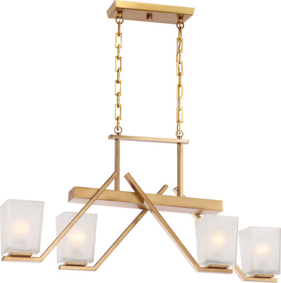 Nuvo Lighting 60/5083 TIMONE 4 LIGHT TRESTLE VINT BRASS/ETCHED SANDSTONE GL