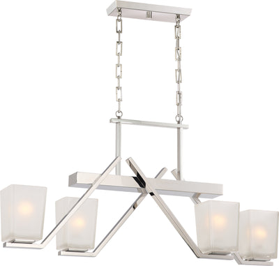 Nuvo Lighting 60/5093 TIMONE 4 LIGHT TRESTLE POL NICKEL/ETCHED SANDSTONE GL