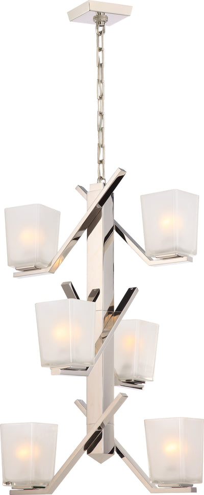 Nuvo Lighting 60/5094 TIMONE 6 LIGHT PENDANT POL NICKEL/ETCHED SANDSTONE GL