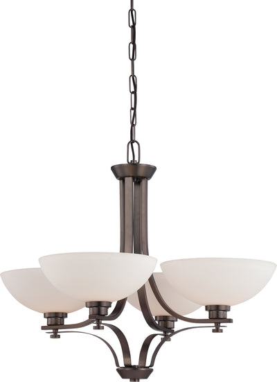 Nuvo Lighting 60/5114 BENTLEY 4 LIGHT CHANDELIER HAZEL BRONZE/FROSTED GLASS